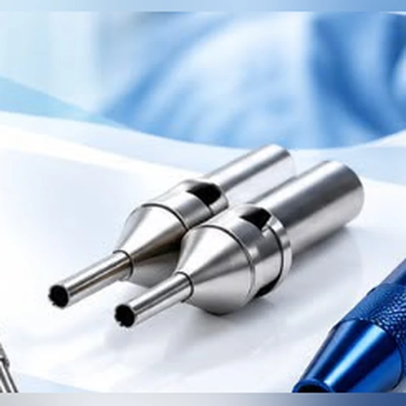 Two stainless steel FUE extraction punch tips
